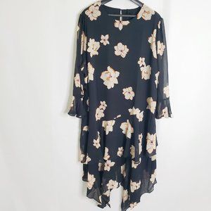 Floral Tiered Sheer Bell-Sleeved Cottagecore Dress